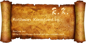 Rothman Konstantin névjegykártya